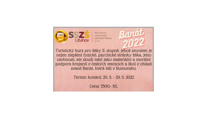 Turistický kurz pro 2.stupeň - Rumunský Banát 20. - 29.5.2022